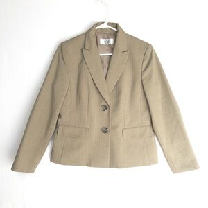 LE SUIT Petites Tan Blazer 2 Button Career Jacket Womens Size 8P 8 M Khaki
